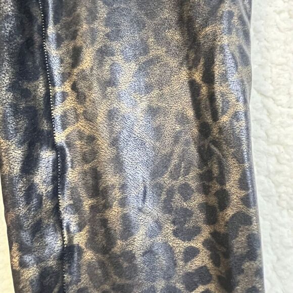 Spanx Leopard Print Faux Leather Metallic Shine Leggings Mid Waist Size Small - Picture 8 of 11